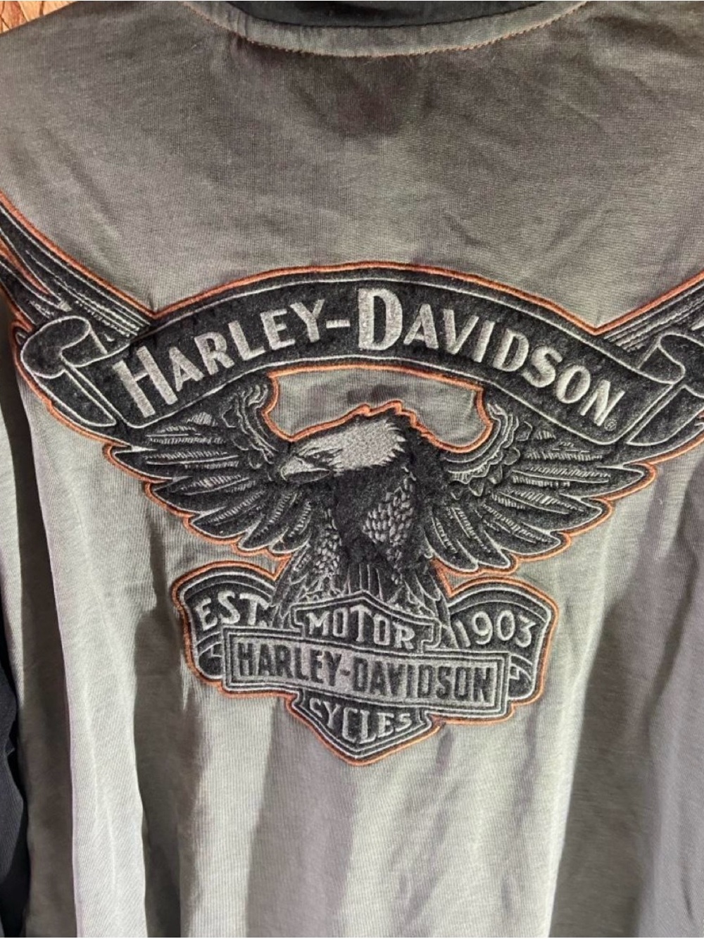 Harley-Davidson Gray & Black Half-Zip Pullover with Logo Patches - Picture 2 of 4